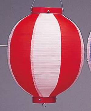 提灯 ビニール提灯（装飾用） 10号丸型（赤/白）